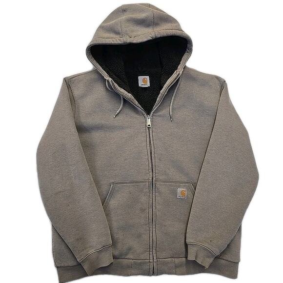 Carhartt Mens Collinston Brushed Fleece Sherpa Lined Hoodie Sz XL Sweatshirt - Picture 1 of 8